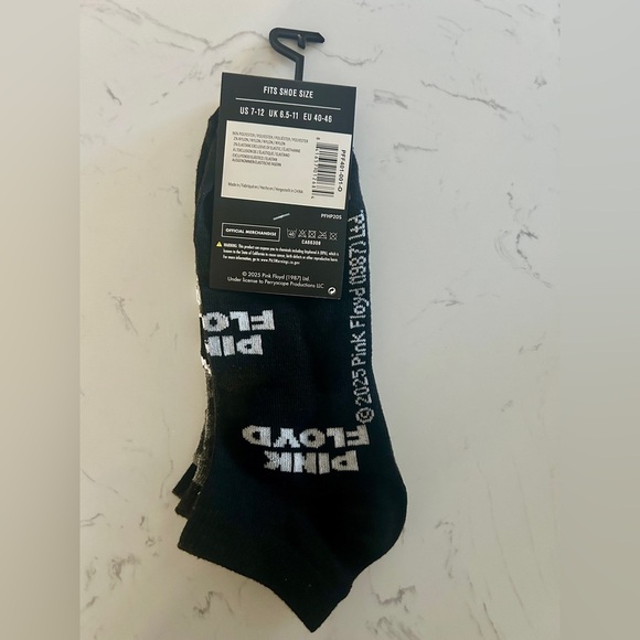 Pink Floyd Ankle Socks – 2 Pair Pack (Black & Gray)- NWT - Picture 3 of 4